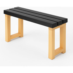 Banco De Madera Estilo Minimalista  Asiento Negro