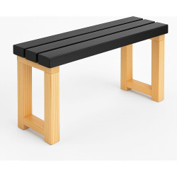 Banco De Madera Estilo Minimalista  Asiento Negro