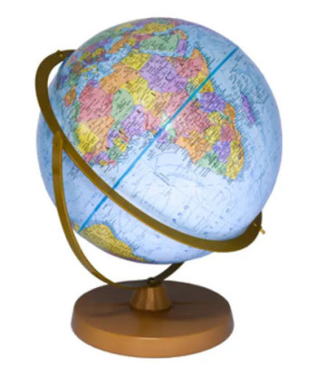 Globo Terraqueo 30 Cm Azul Rotación Y Traslación Azul Metálica