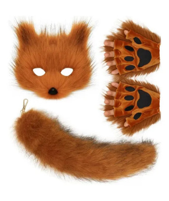 Disfraz Therian Set Máscara Patitas Y Cola - Hallowen Camel Única