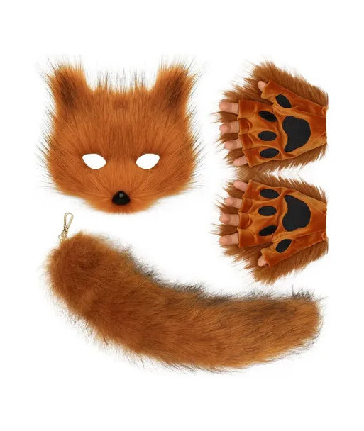 Disfraz Therian Set Máscara Patitas Y Cola - Hallowen Camel Única