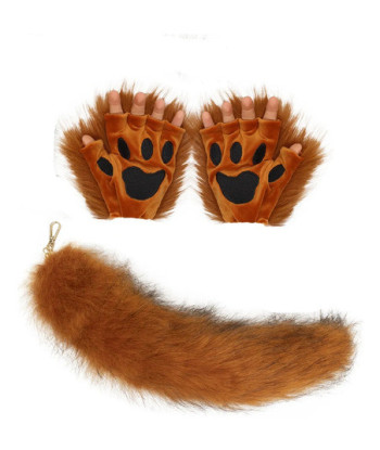 Disfraz Therian Set Máscara Patitas Y Cola - Hallowen Camel Única